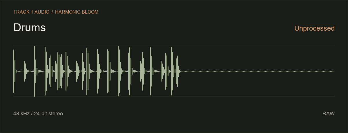 Drums waveform — Unprocessed